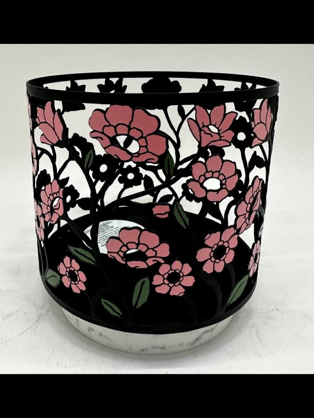 Bath & Body Works Floral Cutout Metal Candle Holder - Pink